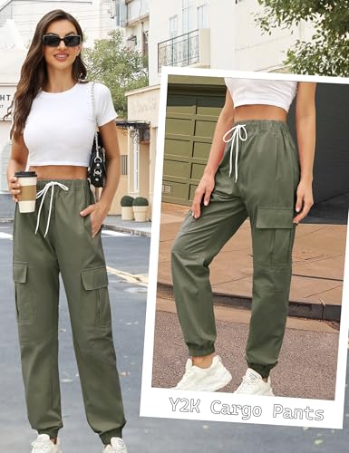 Teen Girls & Womens Cargo Pants Baggy Elastic Waist Cargo Joggers for Women Oversized Casual Work Pants Trousers3