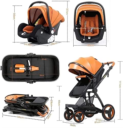 3-in-1 kinderwagenwagen Opvouwbare luxe kinderwagen wandelwagen Schokabsorberende veren High View kinderwagen… - Afbeelding 4