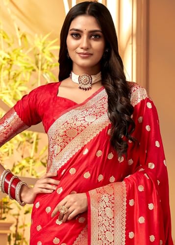 Image of C J Enterprise Women's Banarasi Saree Pure Kanjivaram Style Silk Saree With Blouse Piece for Wedding (Pari 121)