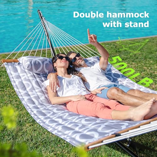 Image of ANAGOO Double Hammock with Stand 500lbs Heavy Duty Outdoor Two Person Round