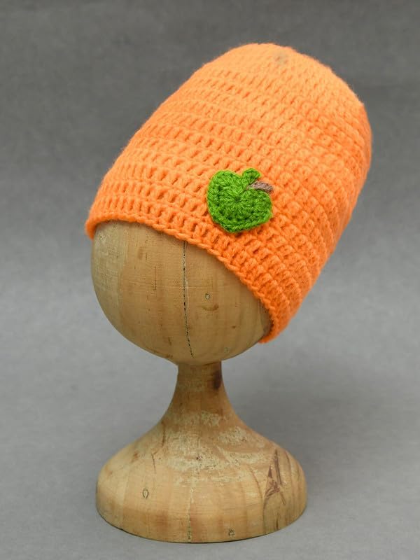 Image of Handmade Knitted Self Design Woolen Beanie Cap for Kids - White & Red 6-12 M | Winter Cap for Baby | FUNCAP56-6-12 M