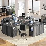 YITAHOME L Shaped Desk with Power Outlets, 60 Inch Computer Desk Corner Desk with File Drawer, Home Office Desk with Monitor Stand & Storage Shelves, L-Shaped Desk with File Cabinet, Grey - Image 5
