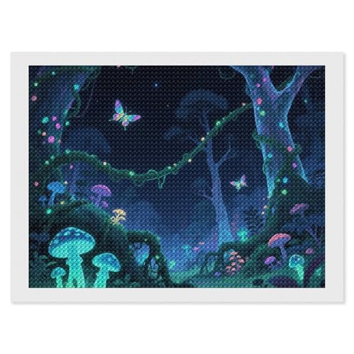 Bioluminescent Fantasy Forest Diamond Painting Kits for Adults 12"x16" 5D DIY Full Round Drill Diamond Art with Complete Tools Beginner Friendly Craft for Stress Relief, Home Wall Decor And Gift Idea