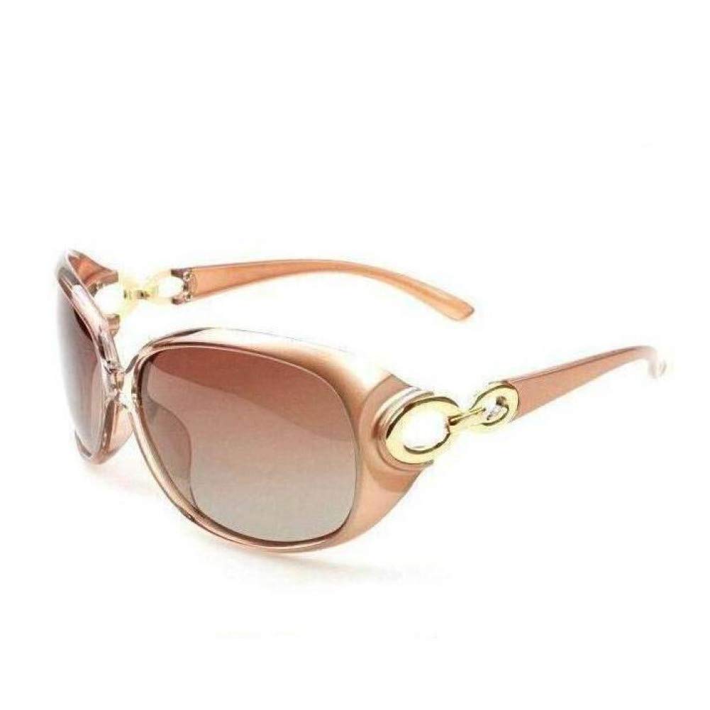 Fashion Design Popular Women Big Size Gradient Protection Polarized Sun-Lens Sunglasses (Color : Champagne Frame)