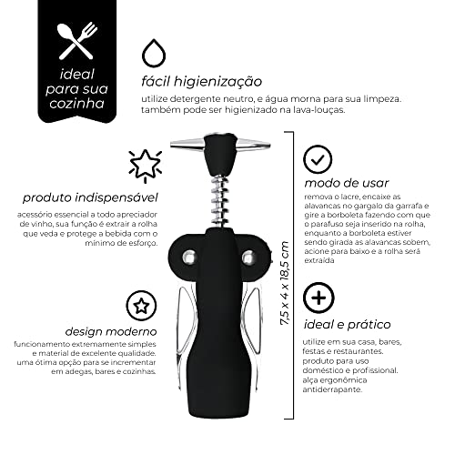 Mimo Style AC9188, Saca Rolha Emborrachado, Vermelho/Prata