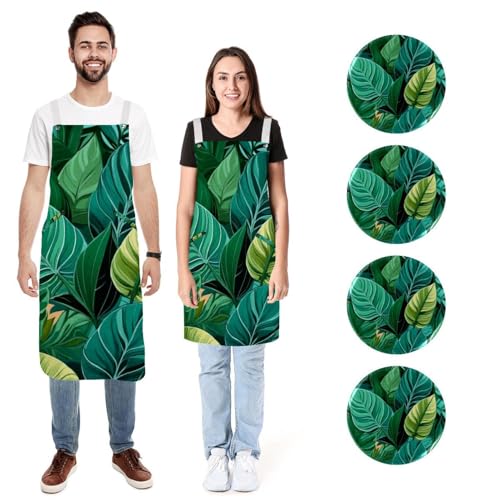 Tablier en lin feuilles fraîches : l'élégance végétale d'un linge de cuisine durable