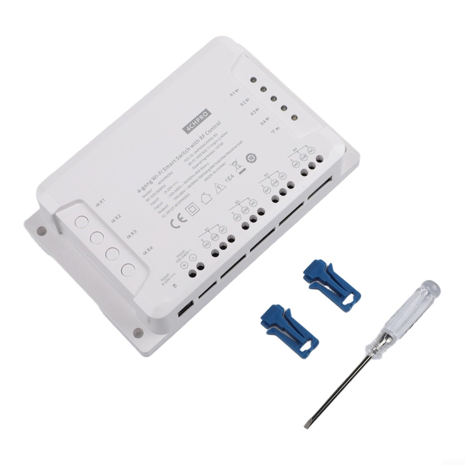 Smartes WLAN-Lichtschalter-Modul, 4-Kanal, RF-Funktion – kompatibel mit für sonoff 4CH R3 & 4CH PRO R3 – Sprachsteuerung (für alexa), Weiß(4CH Pro-R3)