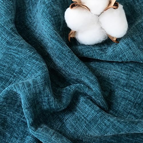 Image of CaliTime Pack of 2 Cozy Standard Pillow Shams Cases for Bed Bedding Decoration Solid Dyed Soft Chenille 20 X 26 Inches Ocean Blue