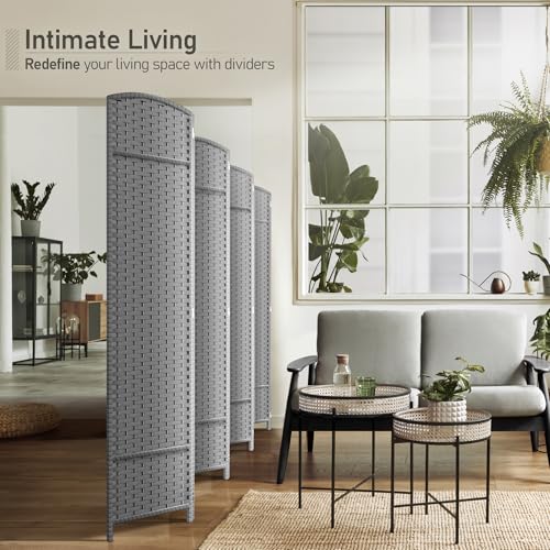 Sorbus 8 Panel Room Divider 6 ft. Tall - Privacy Screen, Extra Wide Double Hinged Panels, Mesh Hand-Woven Design, Partition Room Dividers and Folding Privacy Screens, Wall Divider for Room Separation