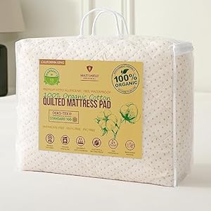 Luxury Quilted Waterproof Organic Mattress Pad Protector California King 100% Organic Cotton Hypoallergenic Breathable Mattress Pad Cover – Premium 380 GSM Comfort – Fitted Allergy Shield