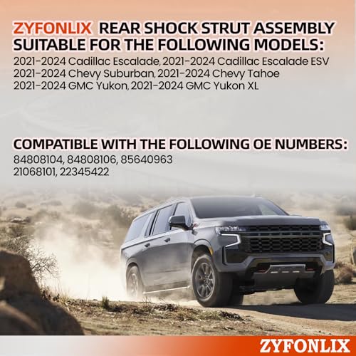 ZYFONLIX Rear Shock Strut Assembly Compatible with 2021-2024 Cadillac Escalade/ESV Chevy Suburban/Tahoe GMC Yukon XL Shock Absorber OEM 84808104 85640963 21068101 22345422 by ZYFONLIX - Used condition - Image 7