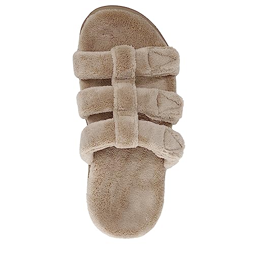 Image of Vionic Adjustable Open-Toe Slipper with Orthotic Arch Support Wheat - 9 Medium