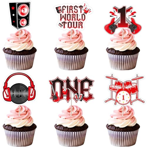 Decoracion primer cumpleanos rock para cupcakes de fiesta infantil tematica musical