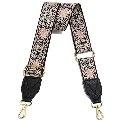 Image of Purse Strap,1.5 inch Leather End Shoulder Strap Adjustable Replacement,Retro Multi-Pattern Crossbody Bag Straps