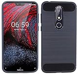 cofi1453® kompatibel mit Silikon Hülle Nokia 6.1 Plus (2018) Tasche Hülle Zubehör Gummi Bumper Schale Schutzhülle in Carbon-Schwarz