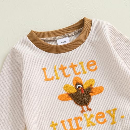 Halloween Baby Boy Clothes Toddler Thanksgiving Outfit Boy Little Turkey Sweatshirt Shirt Pants Fall Winter Set (Khaki, 2-3T)
