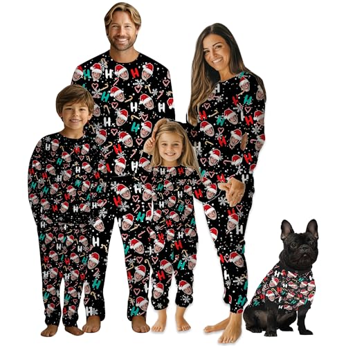 M YESCUSTOM Personalized Pajamas for Women Men Family Custom Pet Face Couples Matching Pajamas Sleepwear Set with Photo
