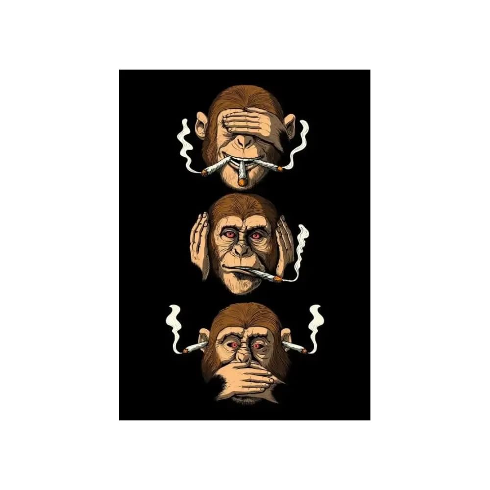 IHHGNB Classic Abstract Wall Art Funny Painting Humour Smoking Monkey Canvas Prints Poster Home Living Room Bedroom Decoration(70x90cm(26x35in)/No frame)
