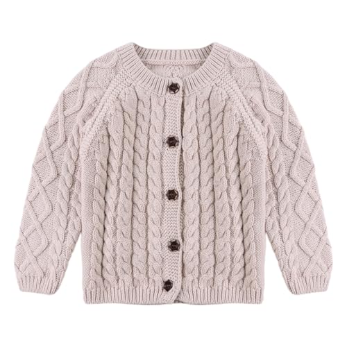 Image of MniJiza Baby Girls Sweater Toddler Knit Cardigan Kids Long Sleeve Cardigan Infant Crewneck Coat Fall Winter