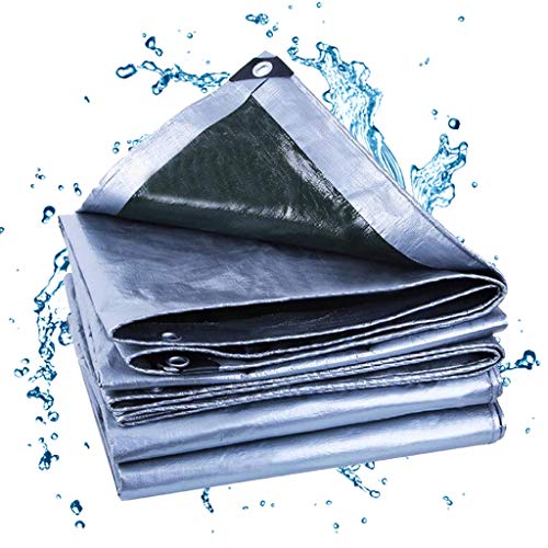 wasserdichte Plane Mit Ösen, Silber Poly Plane Mehrzweckabdeckung, Für Balkon Boden Camping Pavillon Gartenmöbel Gartenlounge Kugelgrill