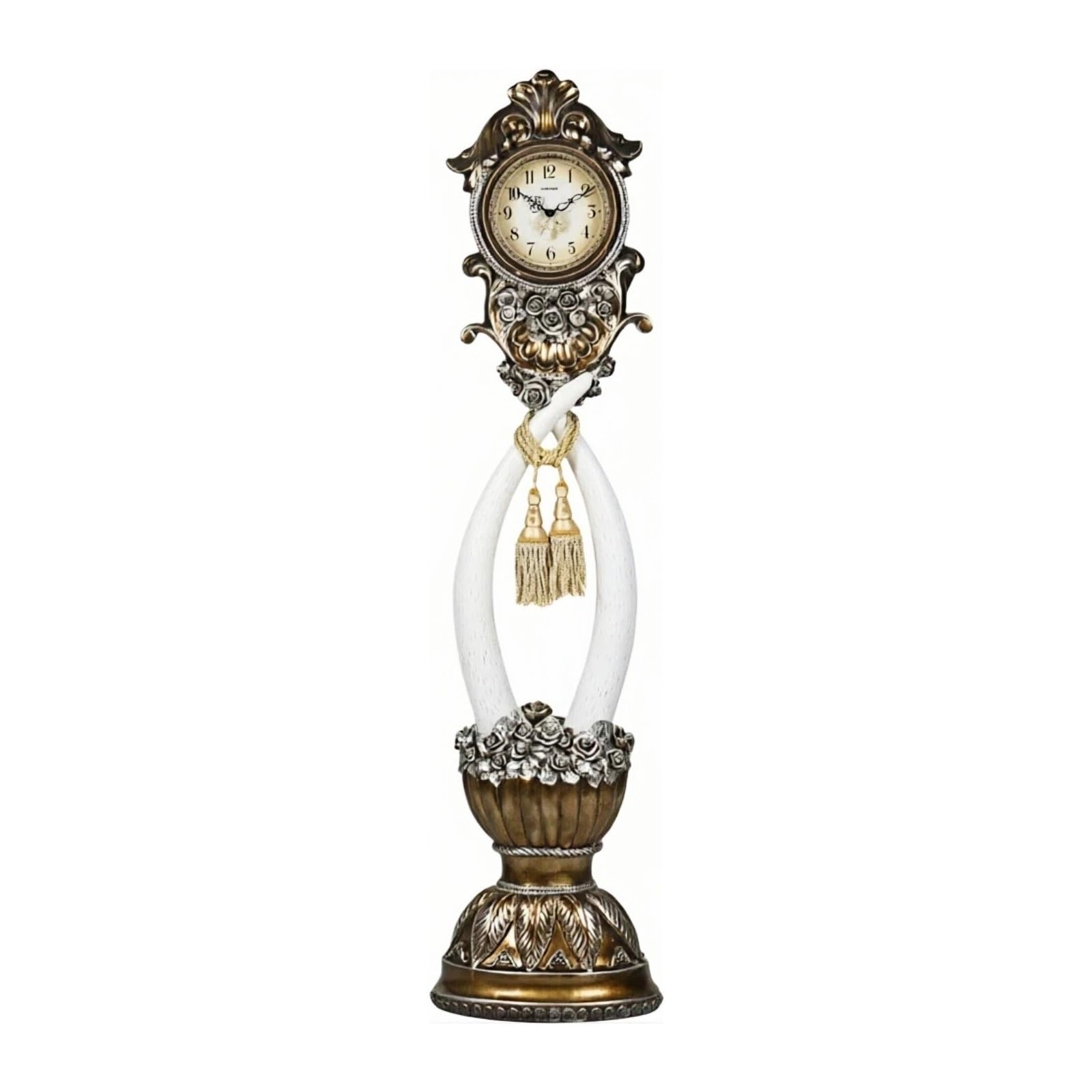 WANGHAI-666 Grandfather Clocks Floor Standing Clock Quartz Silent European Style Ornate for Home