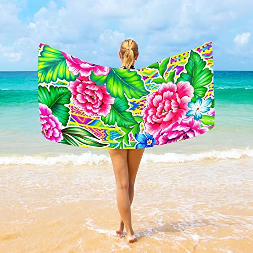 Amazon.co.jp: 大型ビーチタオル、カラフルなメキシコの花柄、サンド