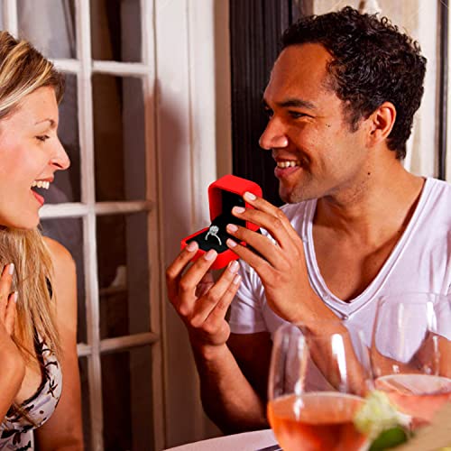 Jewelry Gift Boxes Necklace Earring Ring Box Gift Box Velvet Ring Box ,6 Pack Velvet Jewelry Box Ring Gift Box Set, Single Ring Box Cases Jewelry Gift Boxes,Cotton Filled Jewelry Boxes,2.16 X 1.7 X 1.96 Inches (Red) #TOP3