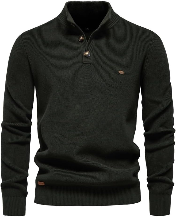 Sweater Stand Up Collar Men's Business Solid Color Casual Knit Sweaters