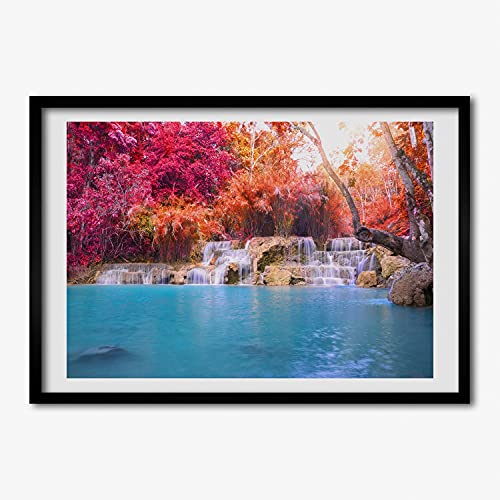 Cadre photo en bois MDF de qualité Tulup affiche moderne 70x50 cm de paysage cascade