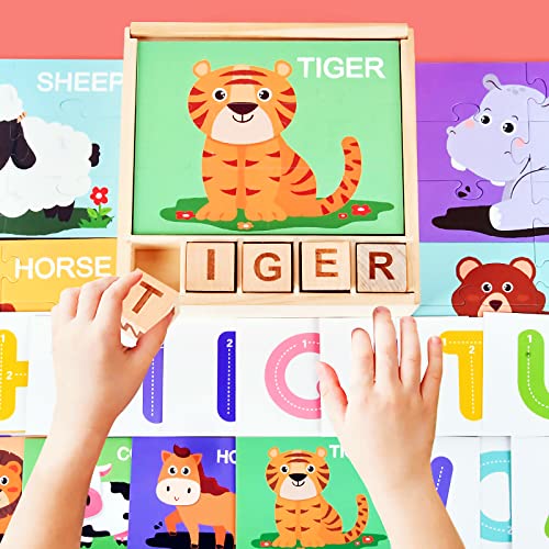 Wooden Block Jigsaw Puzzles for Toddlers Kid Children Kindergarten Infant Preschool Learning & Enlightenment Education Toys Spelling Word Alphabet Game Eucational for Boy Girl 10 Animal (10 Animals) Wooden Block Jigsaw Puzzles for Toddlers Kid Children Kindergarten Infant Preschool Learning & Enlightenment Education Toys Spelling Word Alphabet Game Eucational for Boy Girl 10 Animal (10 Animals)