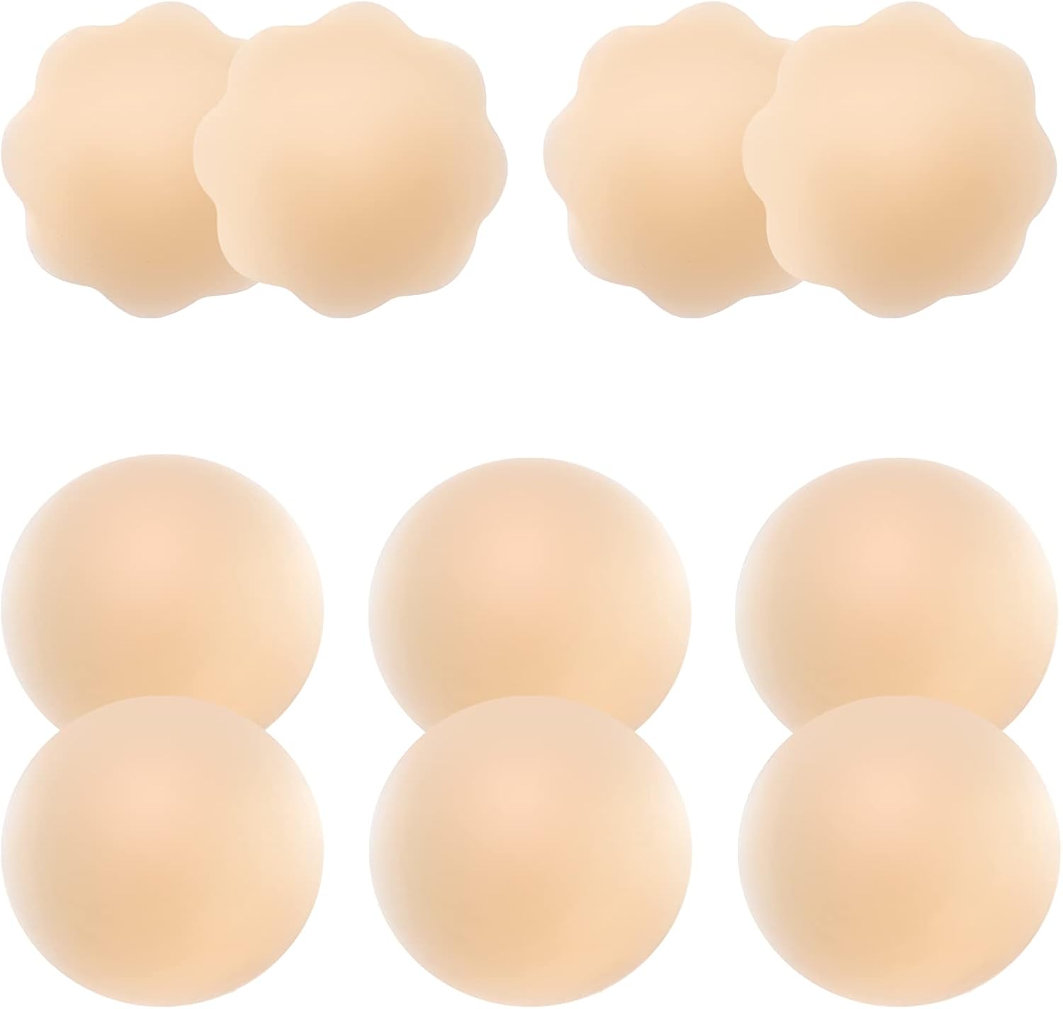 AMFLOWER 5 Pairs Nipple Covers, Invisible Nipple Covers for Women, Silicone Petals / Pasties Nipple Covers Reusable Washable Nude