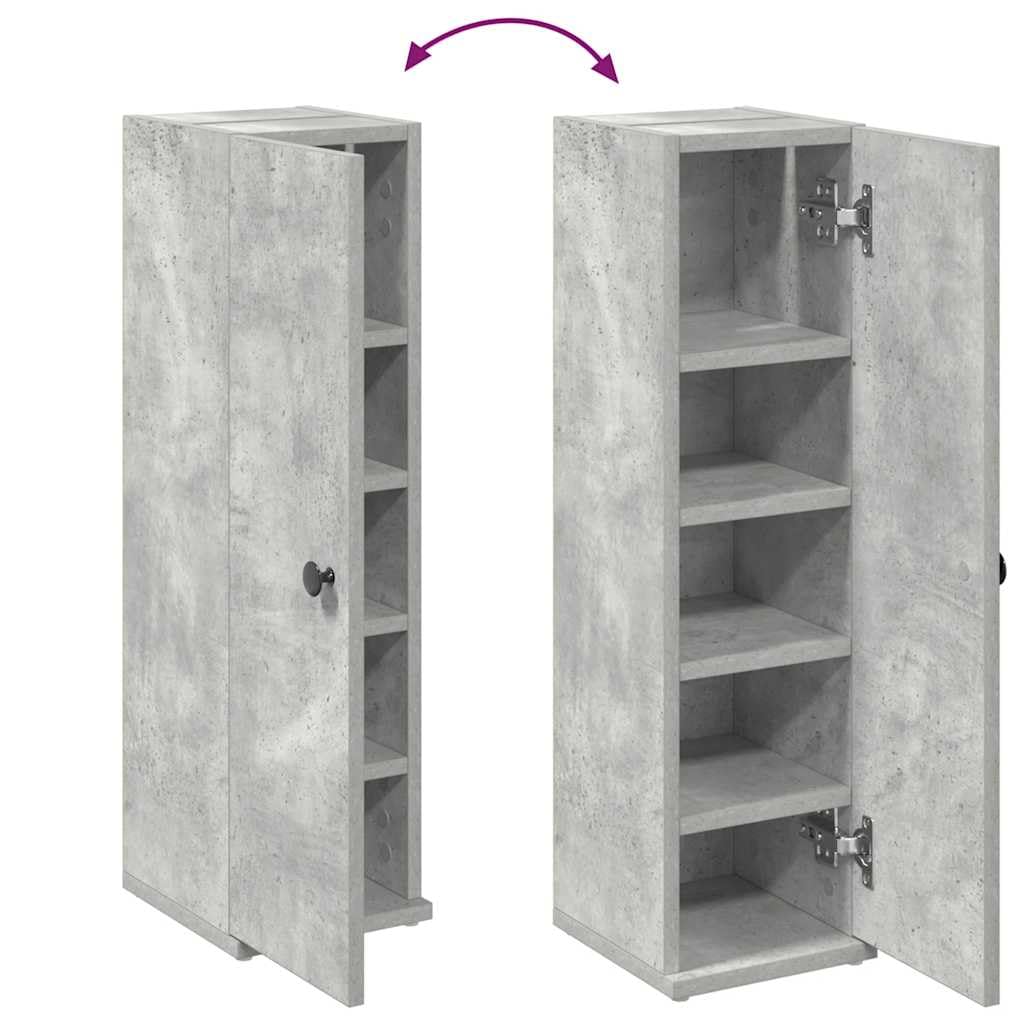 vidaXL Mobile da Bagno con Portarotolo Grigio Cemento 20,5x22x72 cm, mobiletto portaoggetti per Bagno