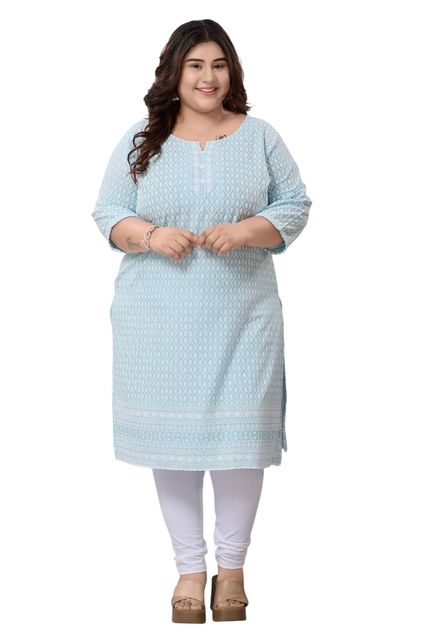 DARIKA Chikankari Kurti for Women of Cotton in Plus Size & Small Size.