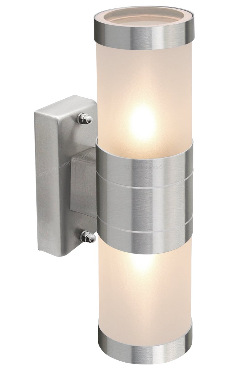 Long Life Lamp Company Stainless Steel Up Down Wall Light Frosted Glass Cover IP44 Garden Wall Light ZLC017