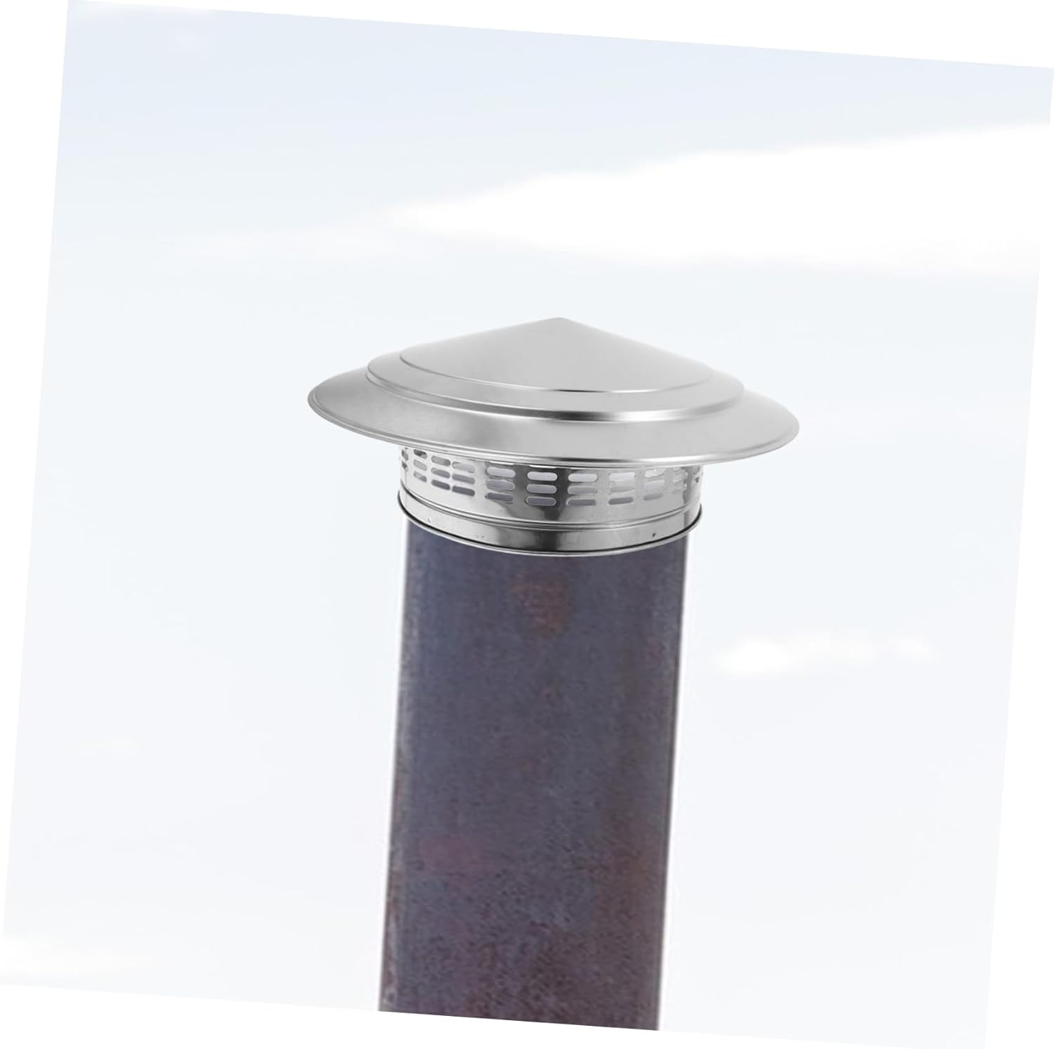 304 Stainless Steel Round Chimney Cap Waterproof Roof Ventilation Cover Outdoor Exhaust Cap for Fireplaces and Stoves 15 Inch Cone Top Design
