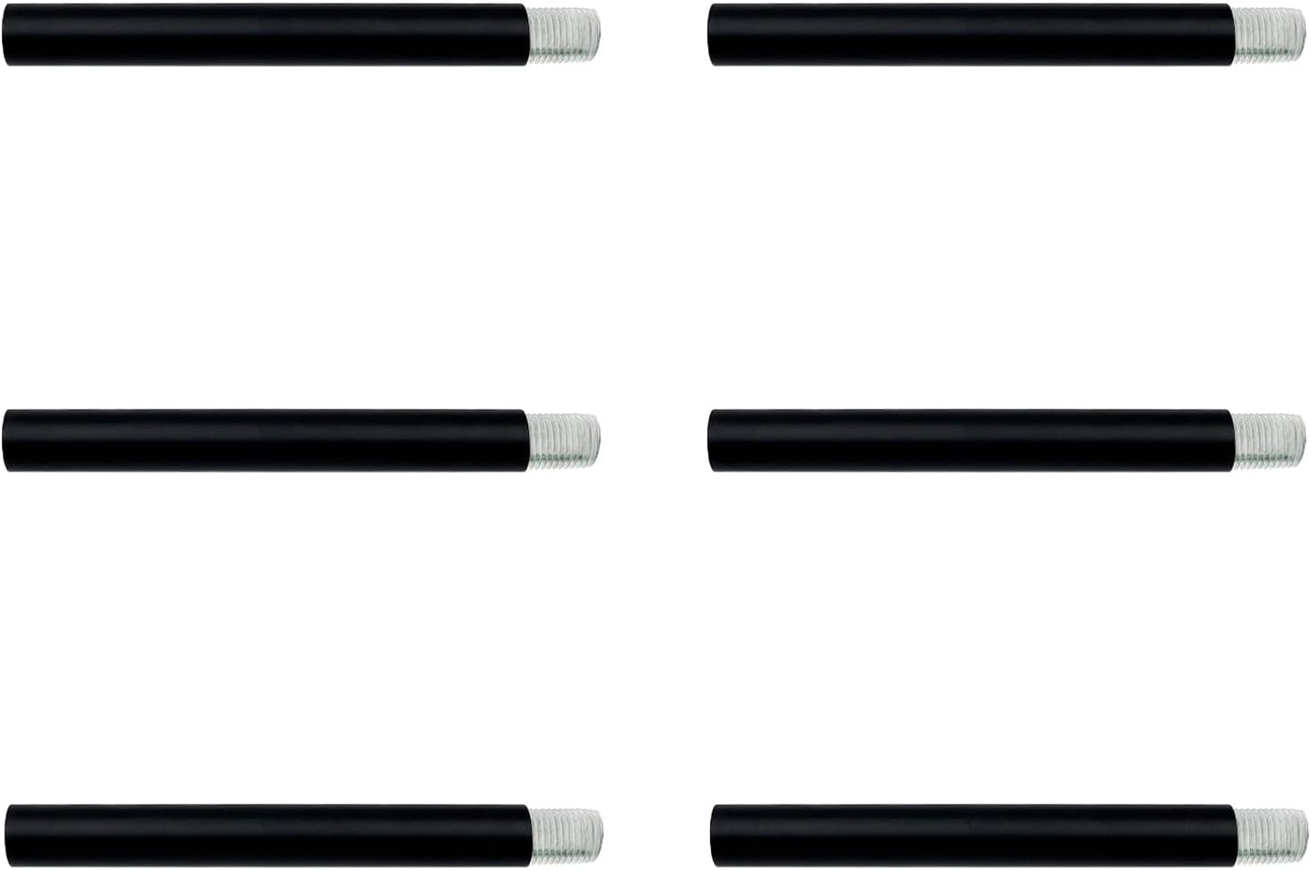 6 PCS 6 Inch M10 Threaded Extension Poles, Chandelier Extension Rods, Matte Black Extension Rod for Chandeliers, Pendant Lights, Island Lighting Fixtures and Light Poles, Thread Pitch 1 mm