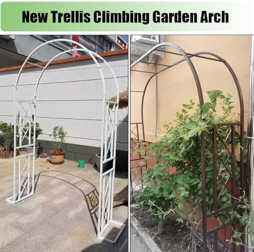 Sturdy Metal Garden Arch for Climbing Plants, Trellis for Roses & Vines, Easy Assembly Wedding Arch, Green Arbor Decoration - 102" W x 90.5" H