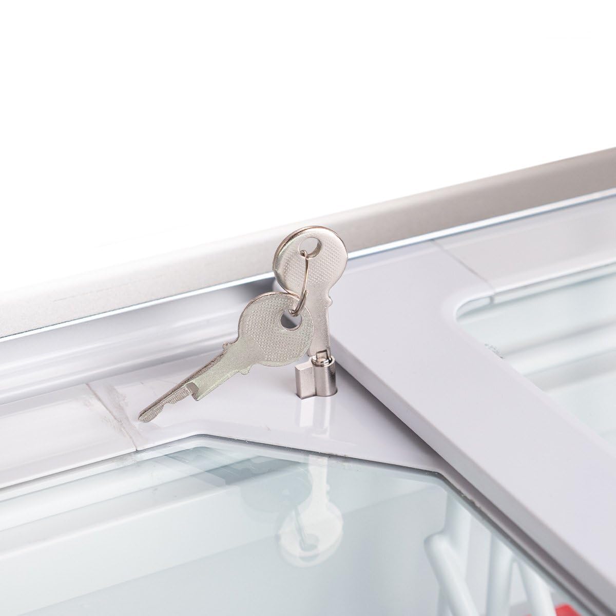 GastroHero Gefriertruhe ECO 450 I Tiefkühltruhe groß 355L I Tiefkühltruhe mit Glasschiebedeckel I Kühltruhe abschließbar I Gefrierschrank