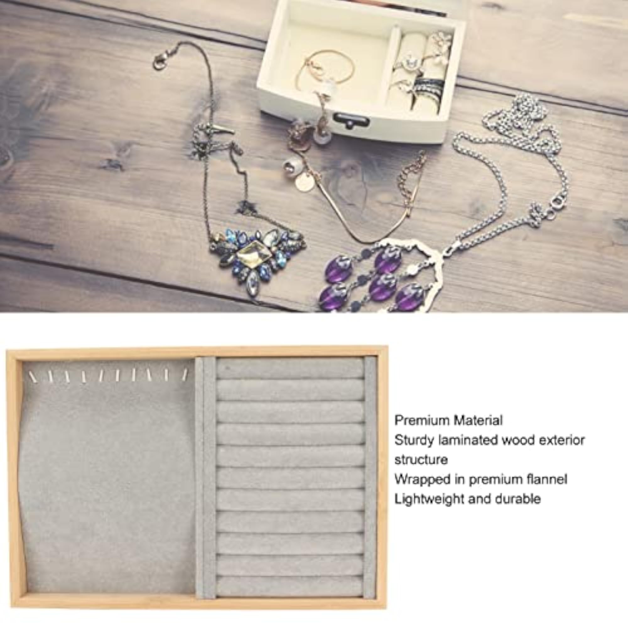 Lightweight Dual Use Scratch Proof Jewelry Tray for Rings & Brooches