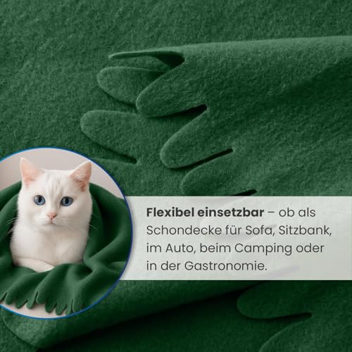 wometo 3er Set Wave Fleecedecken 120x160 cm - Oeko-TEX ca. 300g weiche Fleece Decke mit Wellenrand Anti-Pilling grün