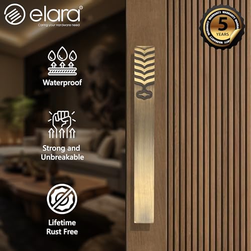 Image of Elara 10 Inch Stainless Steel Door Handle for Main Door, Wooden & Glass Door, Main Door Handle, Pull Push Handle, 5 Years Warranty, Strong and Rust Free. (EPH-12, Brass Antique Finish, 250MM)