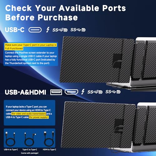 image for Maxfree S1 Laptop Screen Extender - 14'' Laptop Monitor Extender Plug 