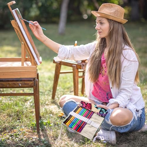 Yeria Piórnik z 72 otworami, ołówek dla artystów, zwijany kolorowy ołówek, wielofunkcyjne etui na długopis, Kolorowy liść klonu, 82 x 20 cm, kreskówka