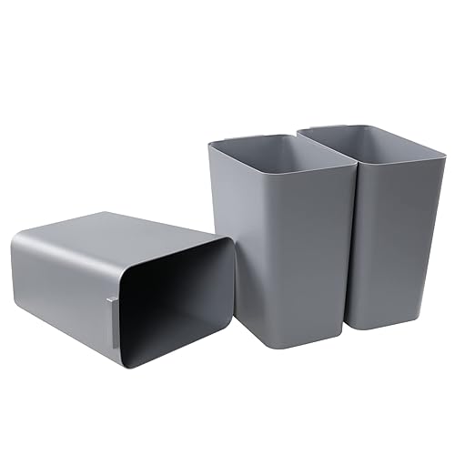 Miniatura 7 de Teyyvn Paquete de 3 cubos de basura de 4.5 galones, color gris para el hogar, cocina, oficina, dormitorio, baño