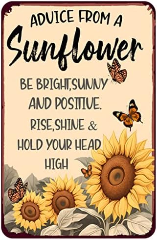 Sunflowers Wall Art Home Room Decor Decorations Summer Spring Sunflower Sign Gifts Metal Sign 12x8 Inches (Yellow)