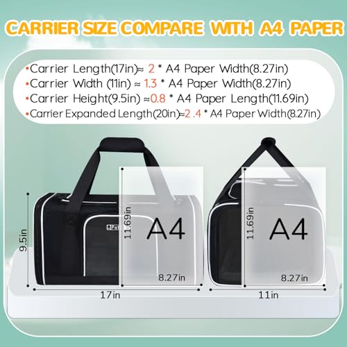 Petskd transportador de animais de estimação expansível em comprimento 17x11x9,5 polegadas aprovado