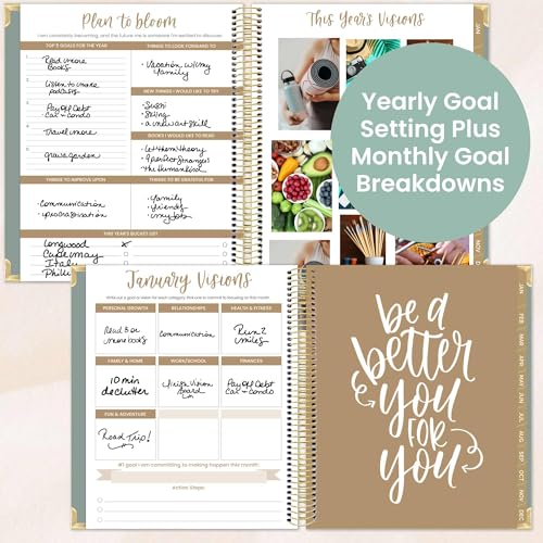 bloom daily planners 2026 Hardcover Calendar Year Goal & Vision Planner (January to December) - Monthly & Weekly Agenda Organizer - 7.5" x 9" - Green Linen - Image 5