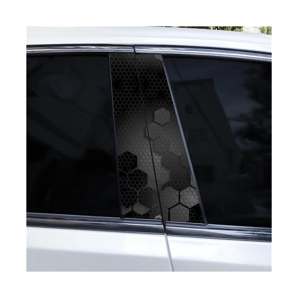 Decorative Items 2pcs Car B-Pillar Stickers Hexagonal Image Waterproof and Scratch-Resistant Car Door Pillar Decoration Stickers(H)
