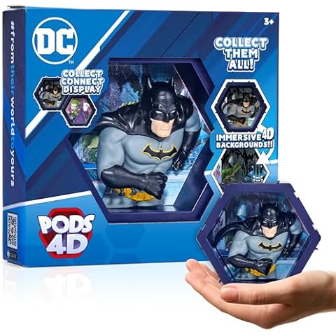 WOW! PODS 4D DC Batman Toy - Unique Connectable & Collectable Batman DC Action Figures - Wall or Shelf Display Toy Figure, Batman Action Figure, Easter Basket Stuffers, Batman Gifts for Men, DC Toys Cover
