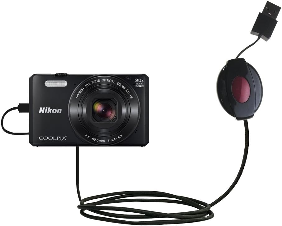 Compact and Retractable USB Power Port Ready Charge Cable Designed for The Nikon Coolpix S7000 and uses TipExchange